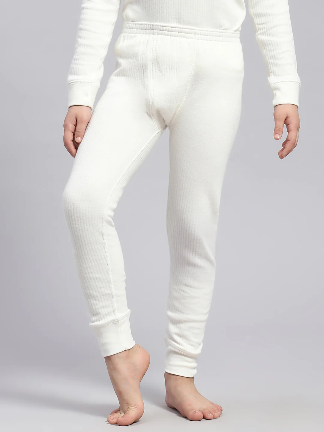 Girls Off White Solid Thermal Lower - Image 6