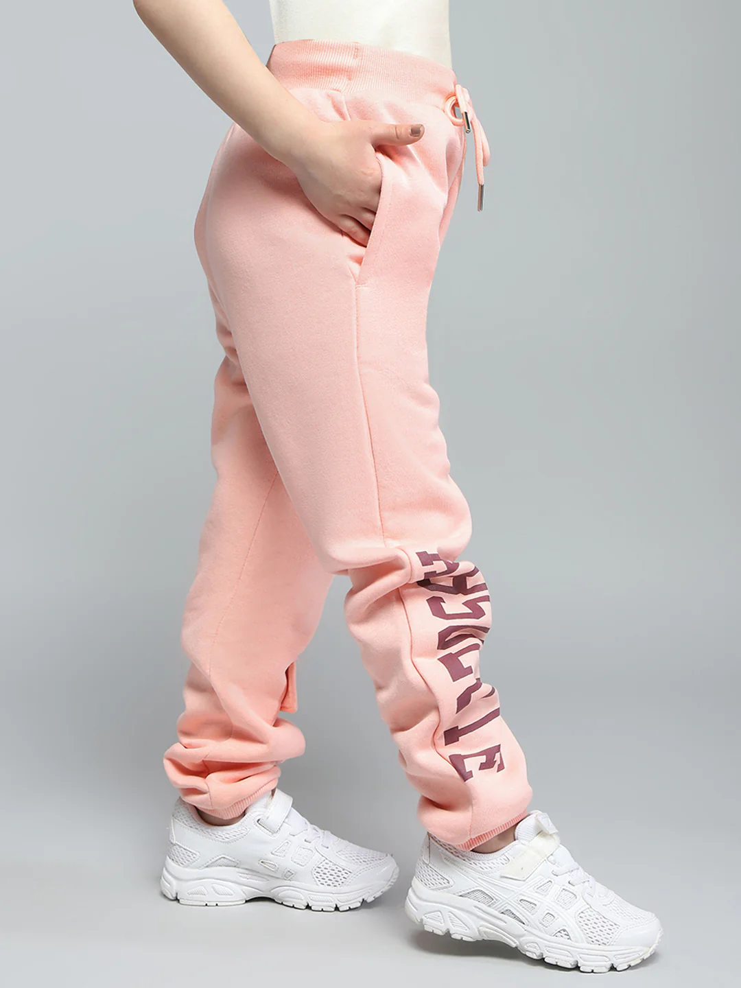 Girls Peach Printed Regular Fit Lower - Image 4