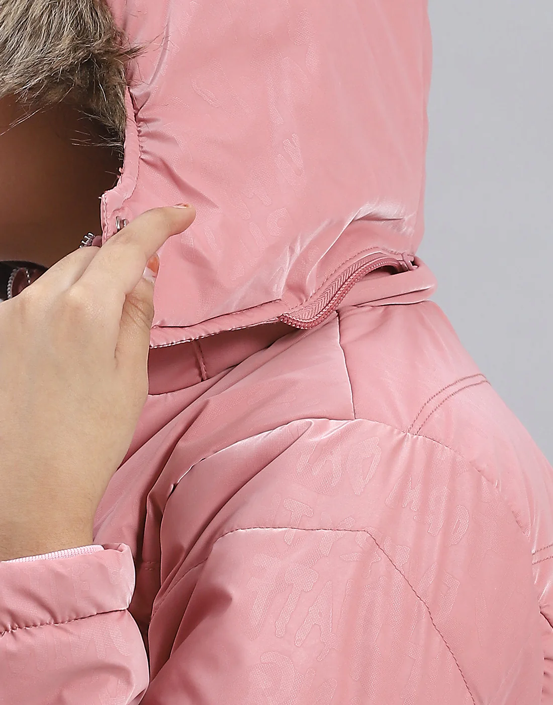 Girls Pink Printed Hooded Full Sleeve Girls Jacket - Image 8