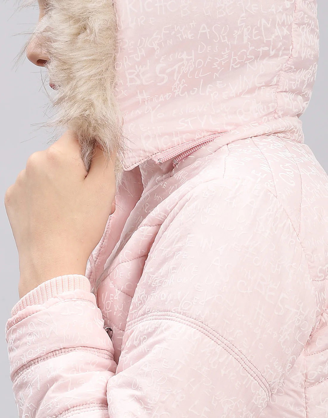 Girls Pink Printed Hooded Full Sleeve Girls Jacket - Image 7