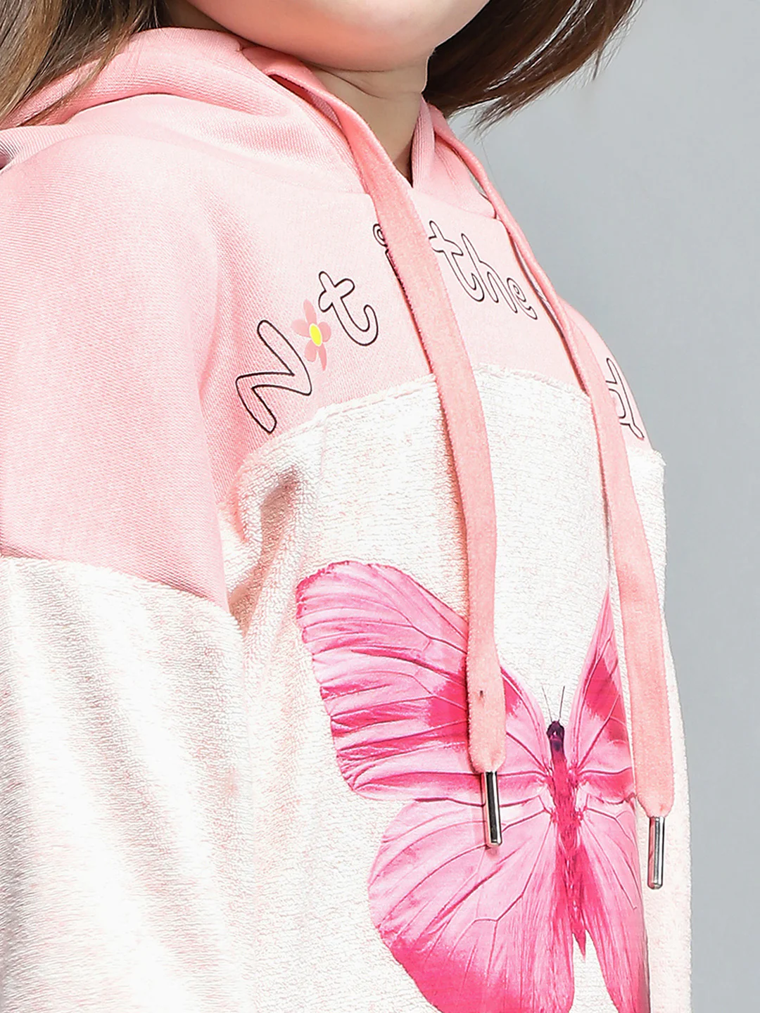 Girls Pink Printed Hooded Full Sleeve Sweatshirt - Image 6