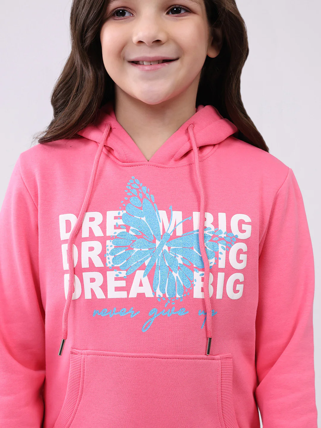 Girls Pink Printed Hooded Full Sleeve Sweatshirt - Image 6