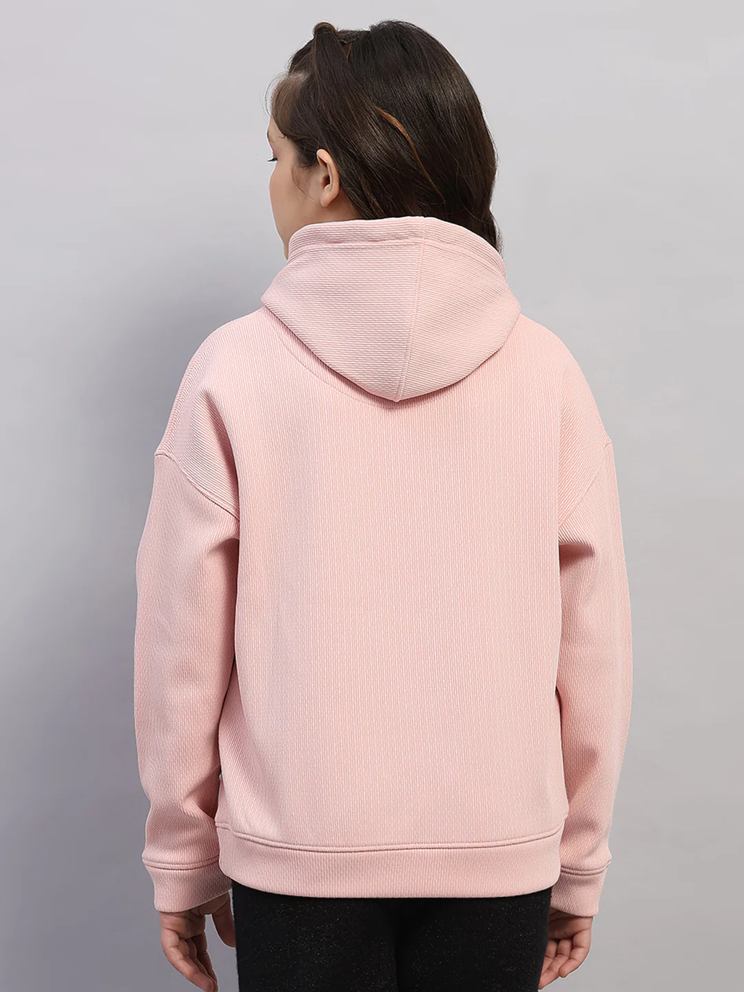 Girls Pink Printed Hooded Full Sleeve Sweatshirt - Image 5