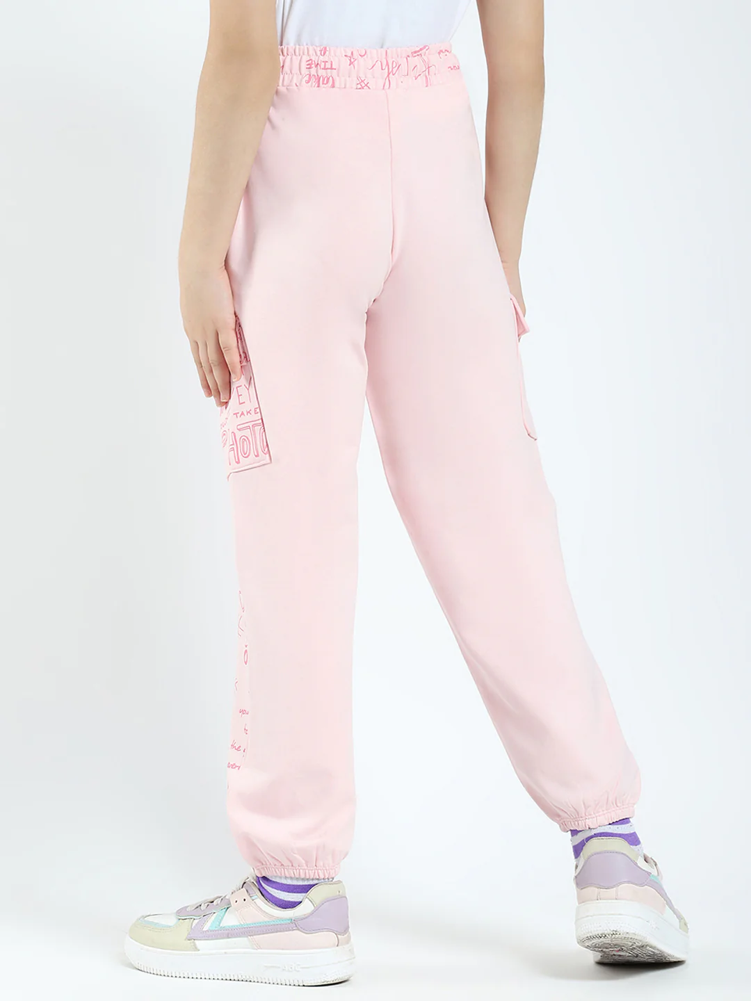 Girls Pink Printed Regular Fit Lower - Image 5