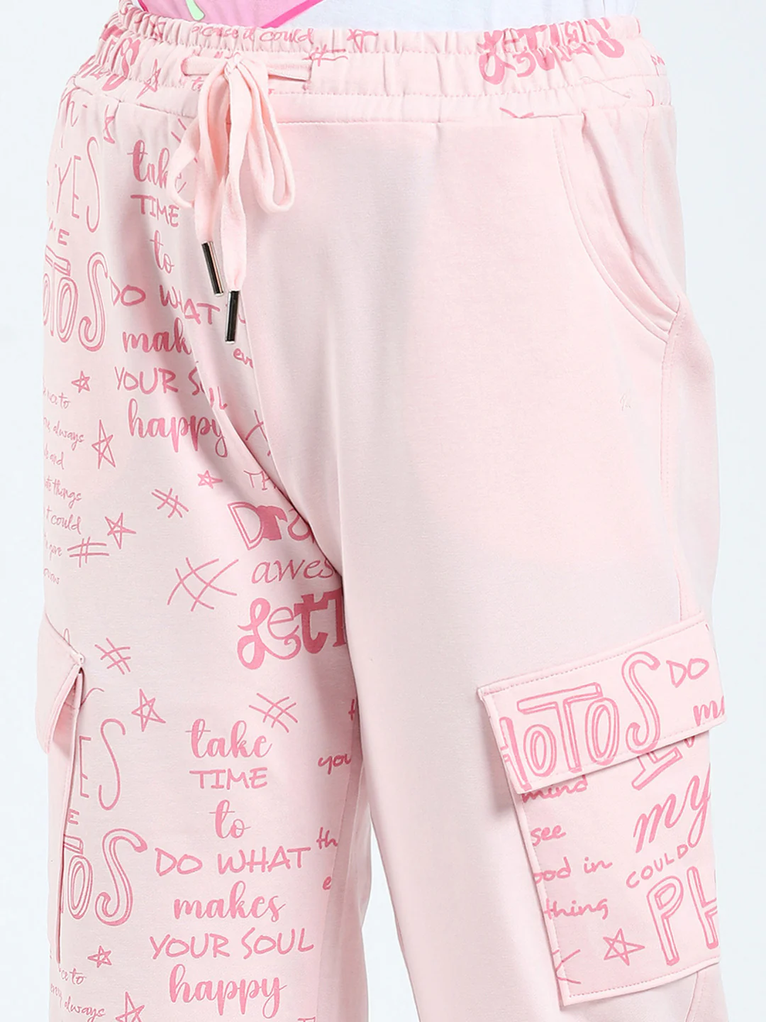 Girls Pink Printed Regular Fit Lower - Image 6
