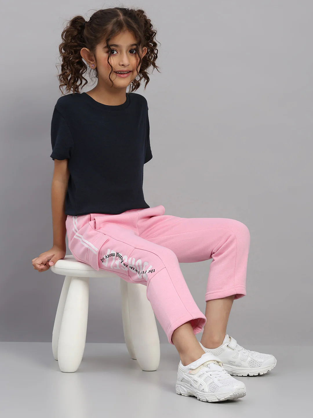 Girls Pink Printed Regular Fit Lower - Image 2
