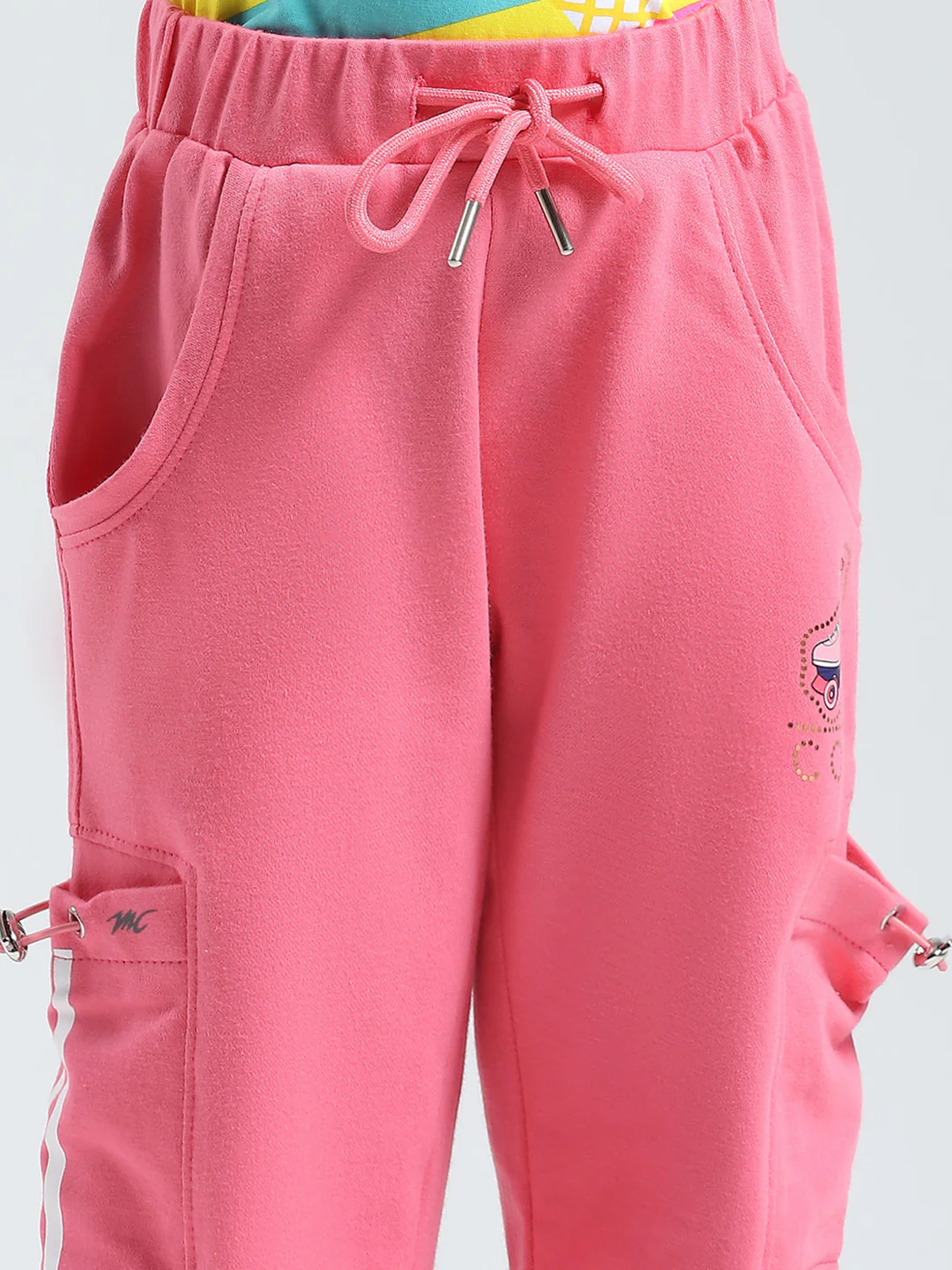 Girls Pink Solid Regular Fit Capri - Image 6