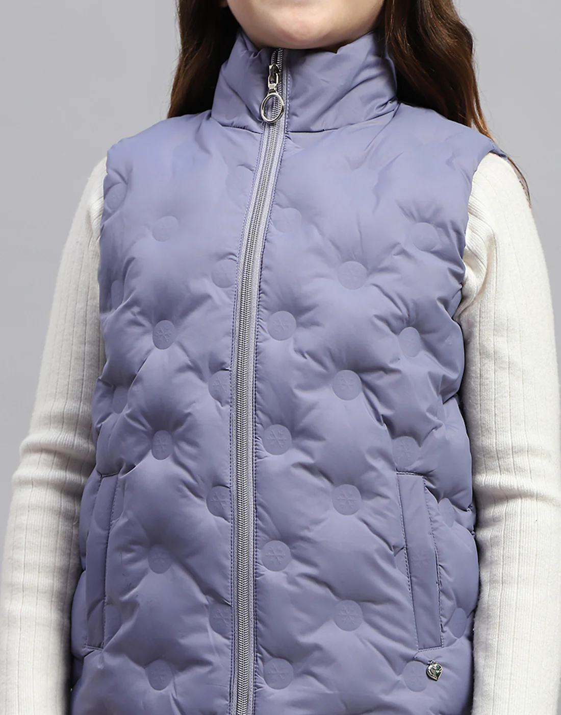 Girls Purple Polka Dots High Neck Sleeveless Jacket - Image 6