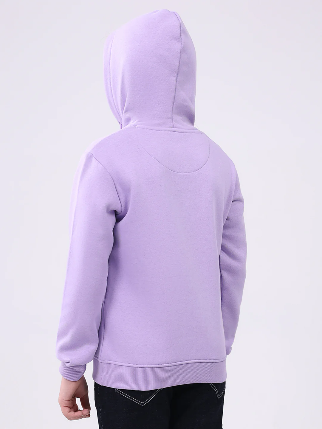 Girls Purple Printed Hooded Full Sleeve Sweatshirt - Image 5
