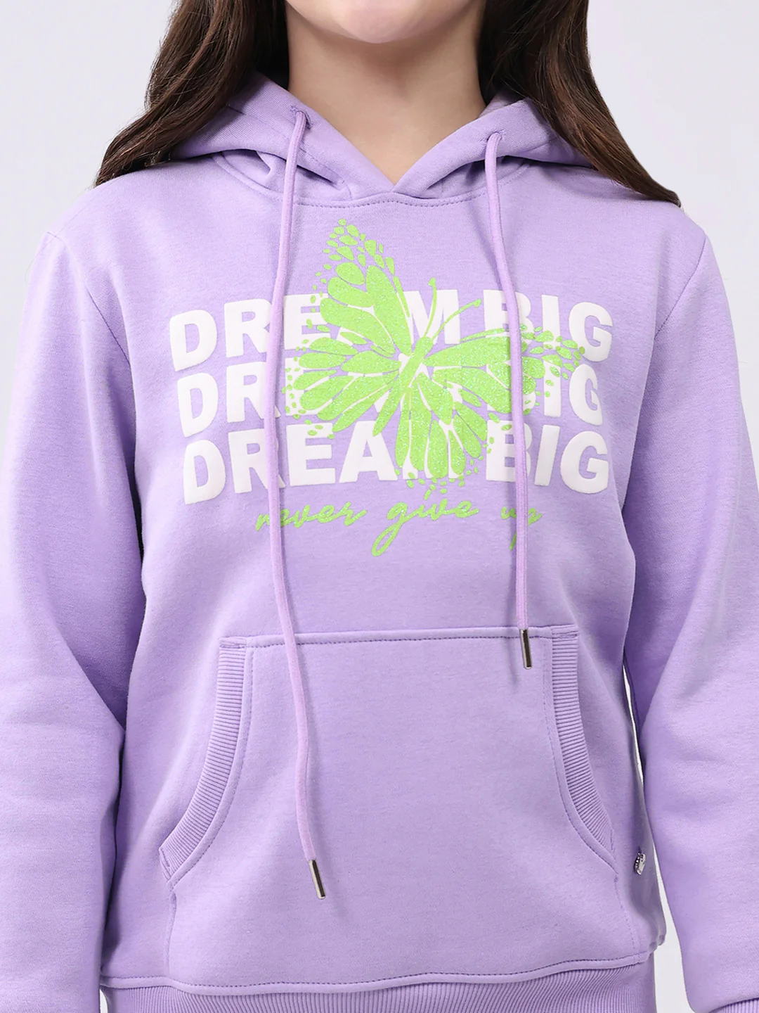 Girls Purple Printed Hooded Full Sleeve Sweatshirt - Image 6