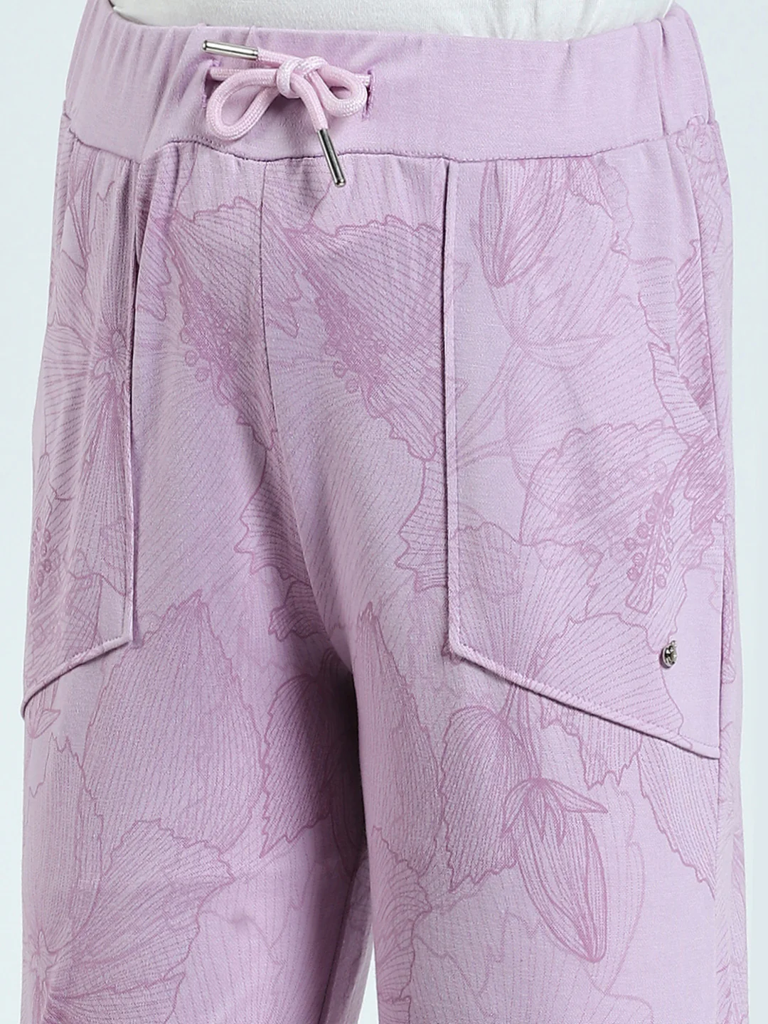 Girls Purple Printed Regular Fit Capri - Image 6