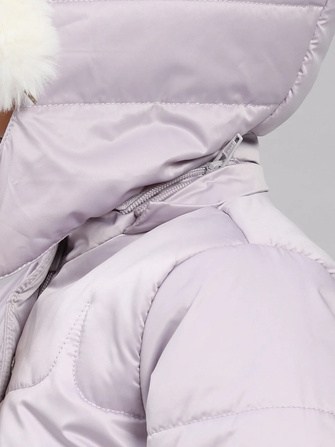 Girls Purple Solid Hooded Full Sleeve Jacket - Image 7