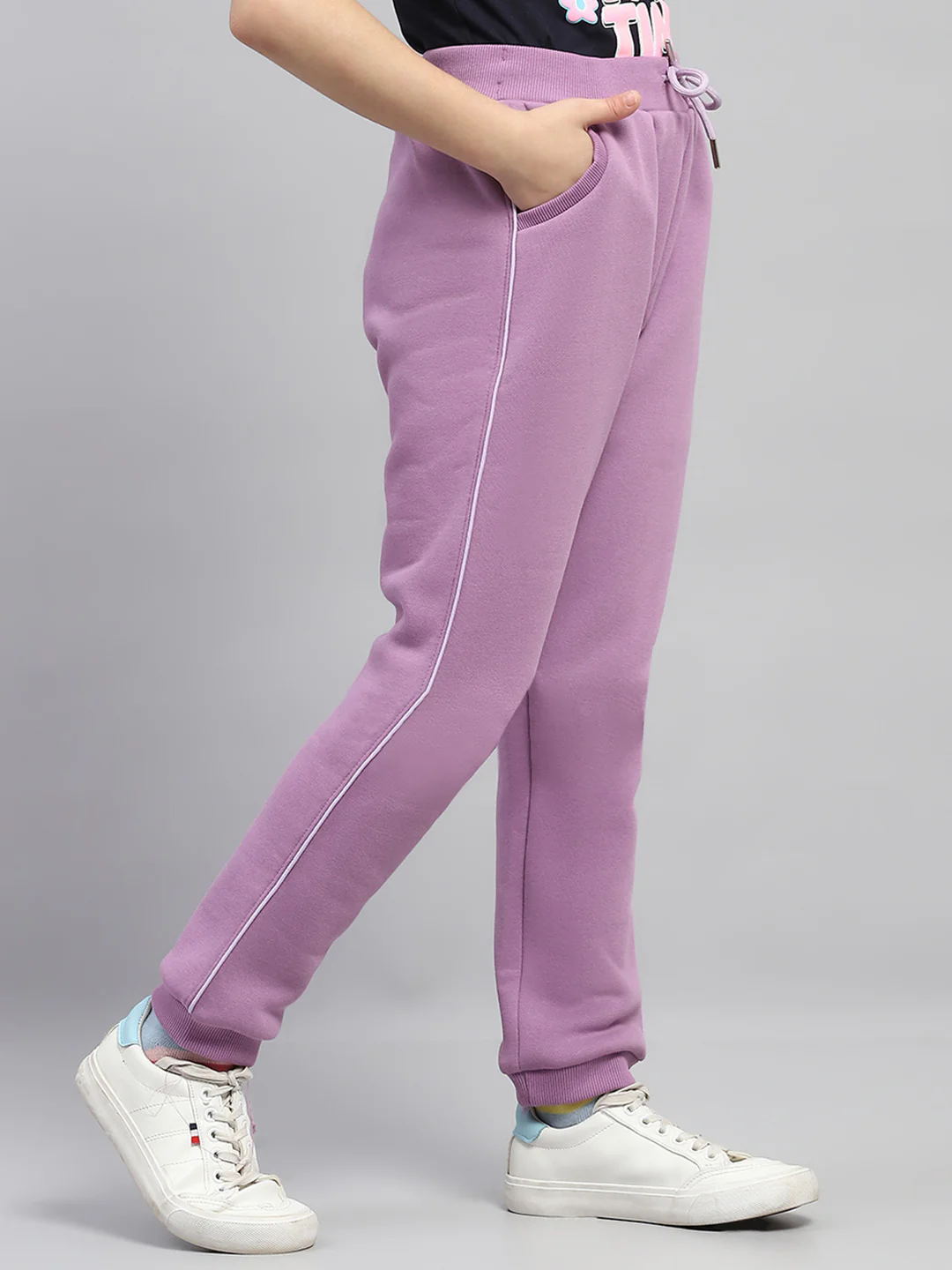 Girls Purple Solid Regular Fit Lower - Image 4