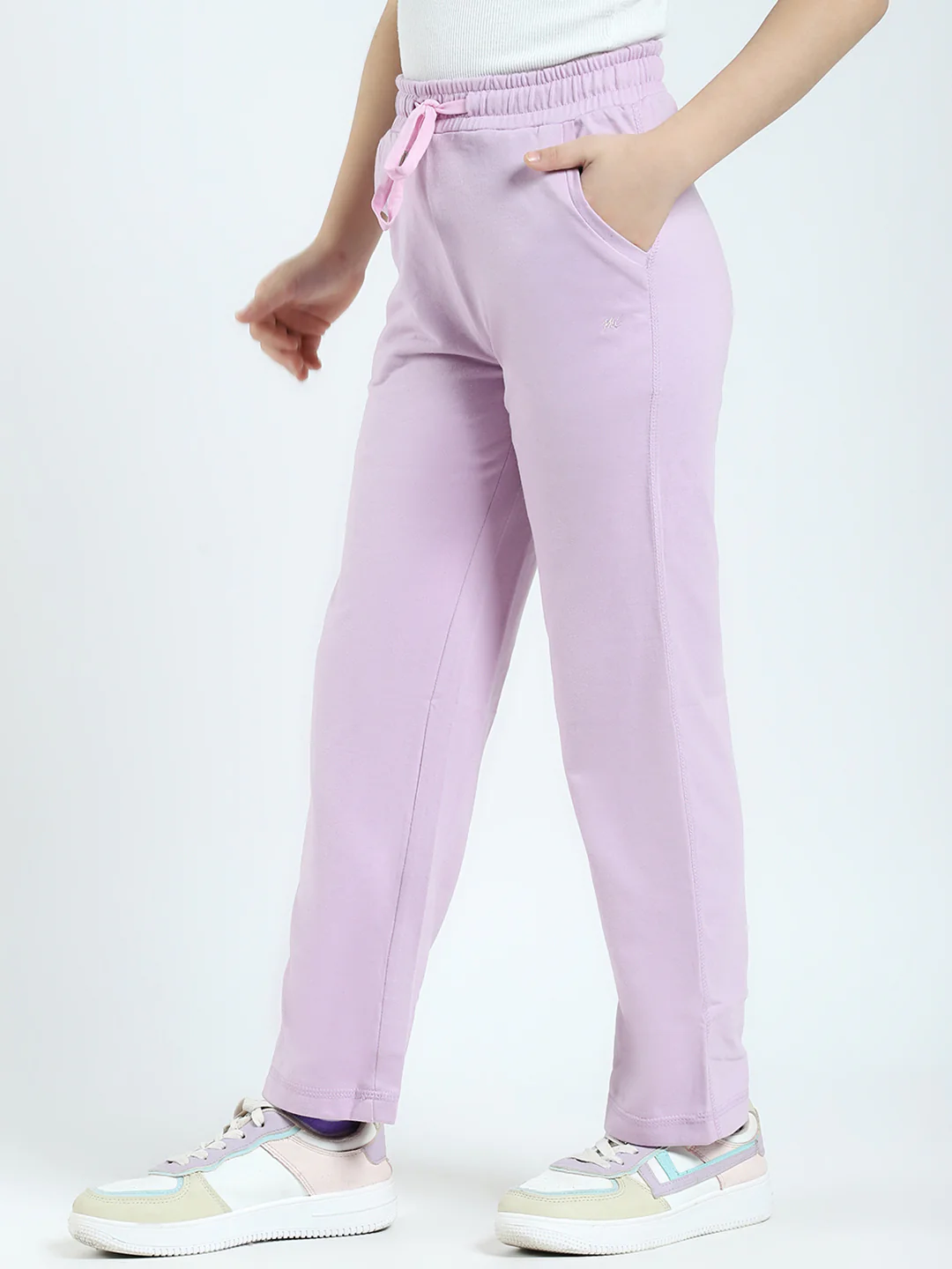 Girls Purple Solid Regular Fit Lower - Image 3