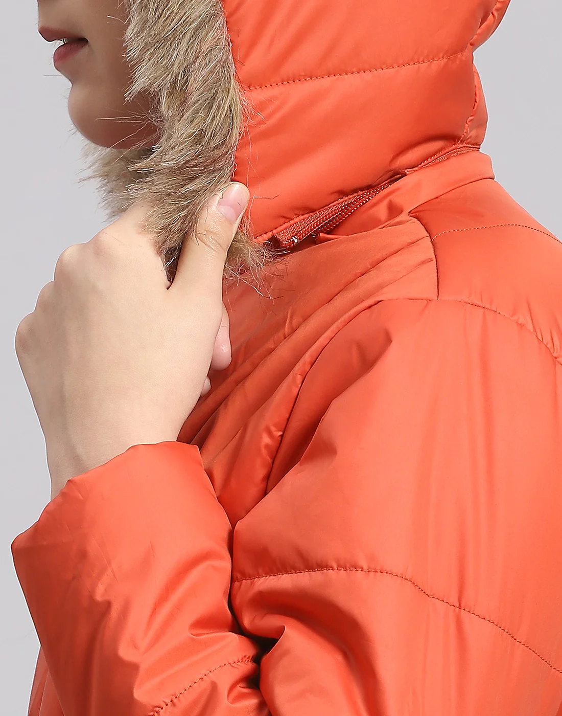 Girls Rust Solid Hooded Full Sleeve Girls Jacket - Image 7