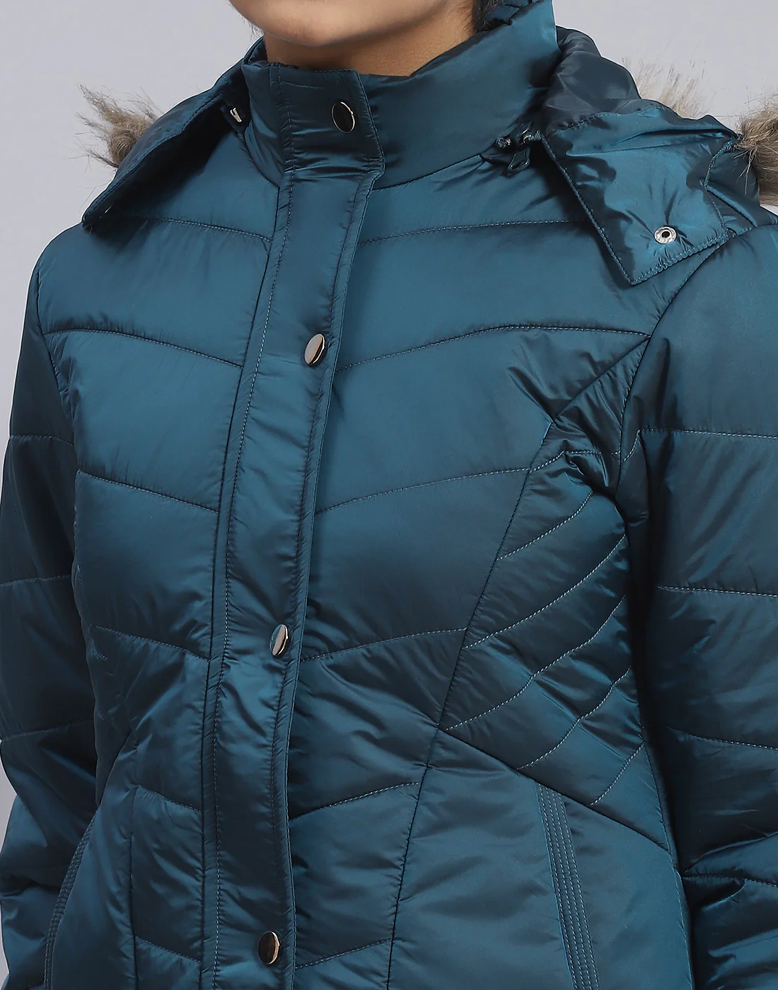 Girls Teal Blue Solid Hooded Full Sleeve Girls Jacket - Image 6
