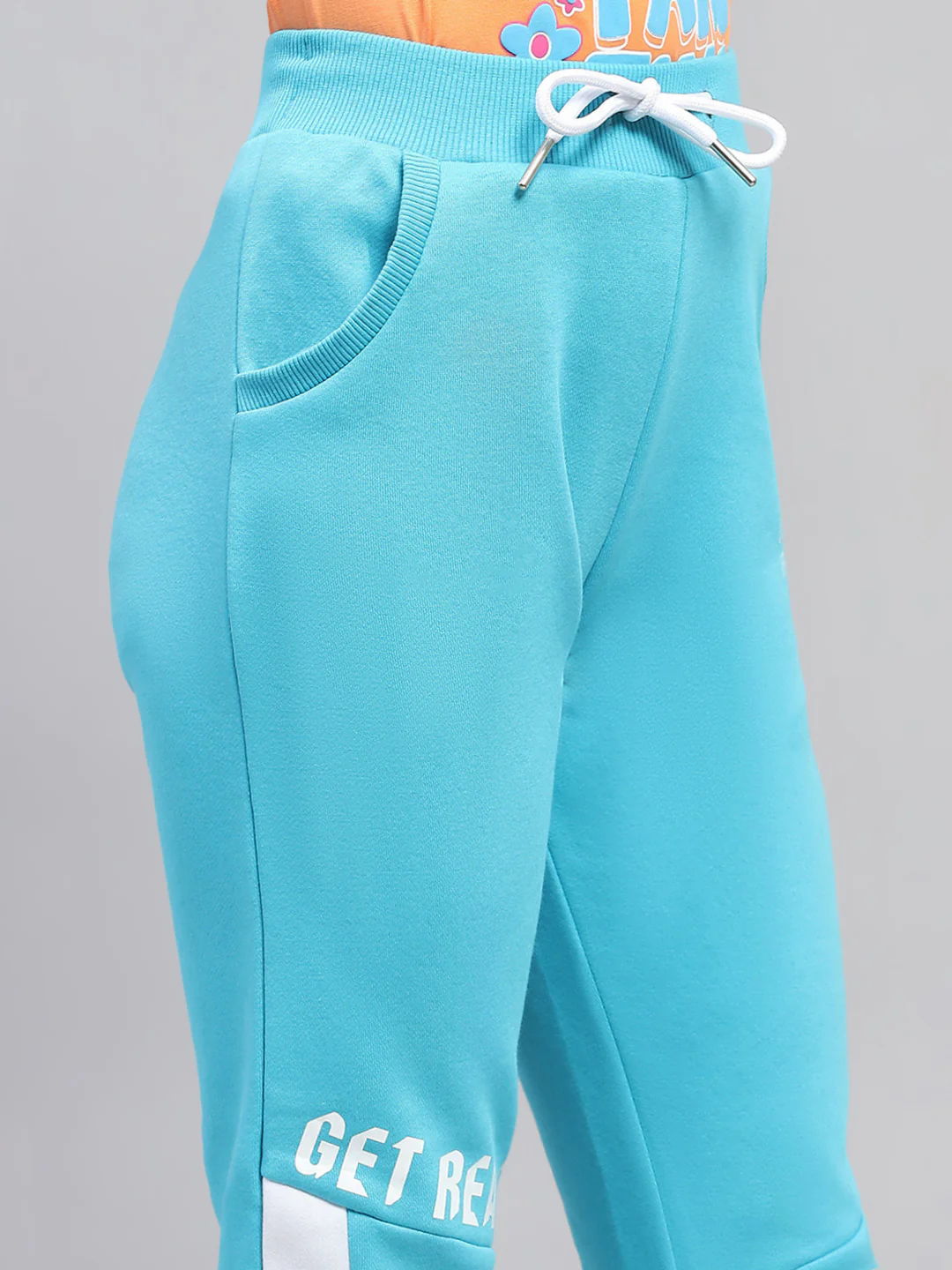 Girls Turquoise Blue Printed Regular Fit Lower - Image 6
