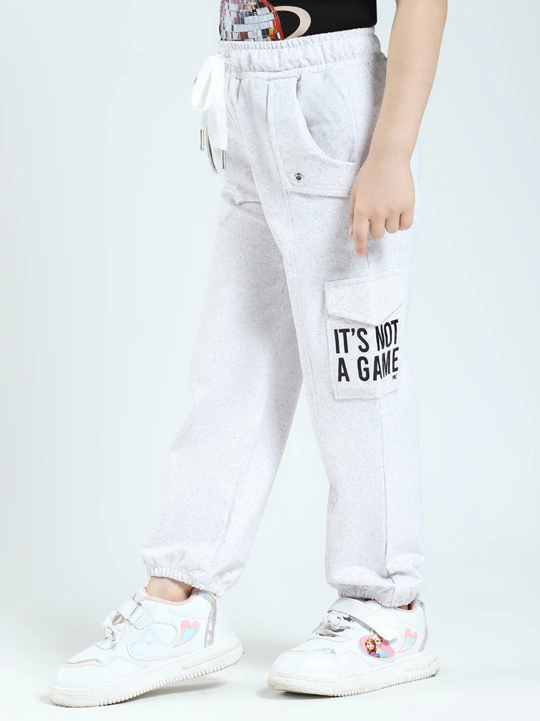 Girls White Solid Regular Fit Lower - Image 3