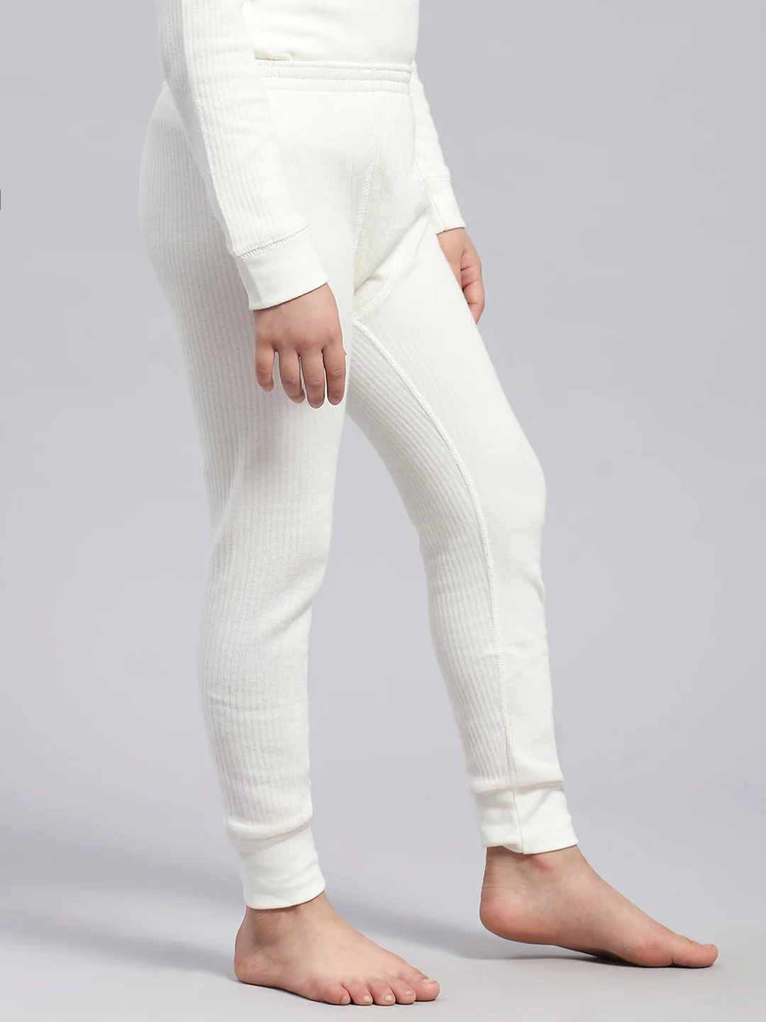 Girls White Solid Thermal Lower - Image 4