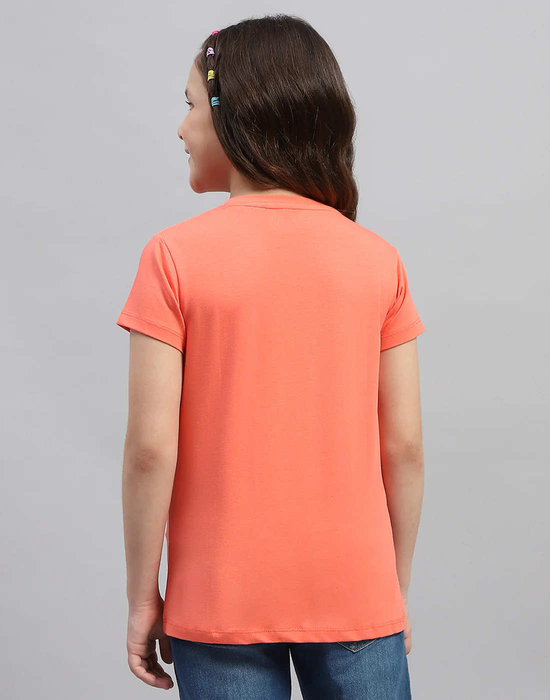 Girls Yellow & Orange Printed Round Neck Half Sleeve T-Shirt (Pack of 2) - Image 10