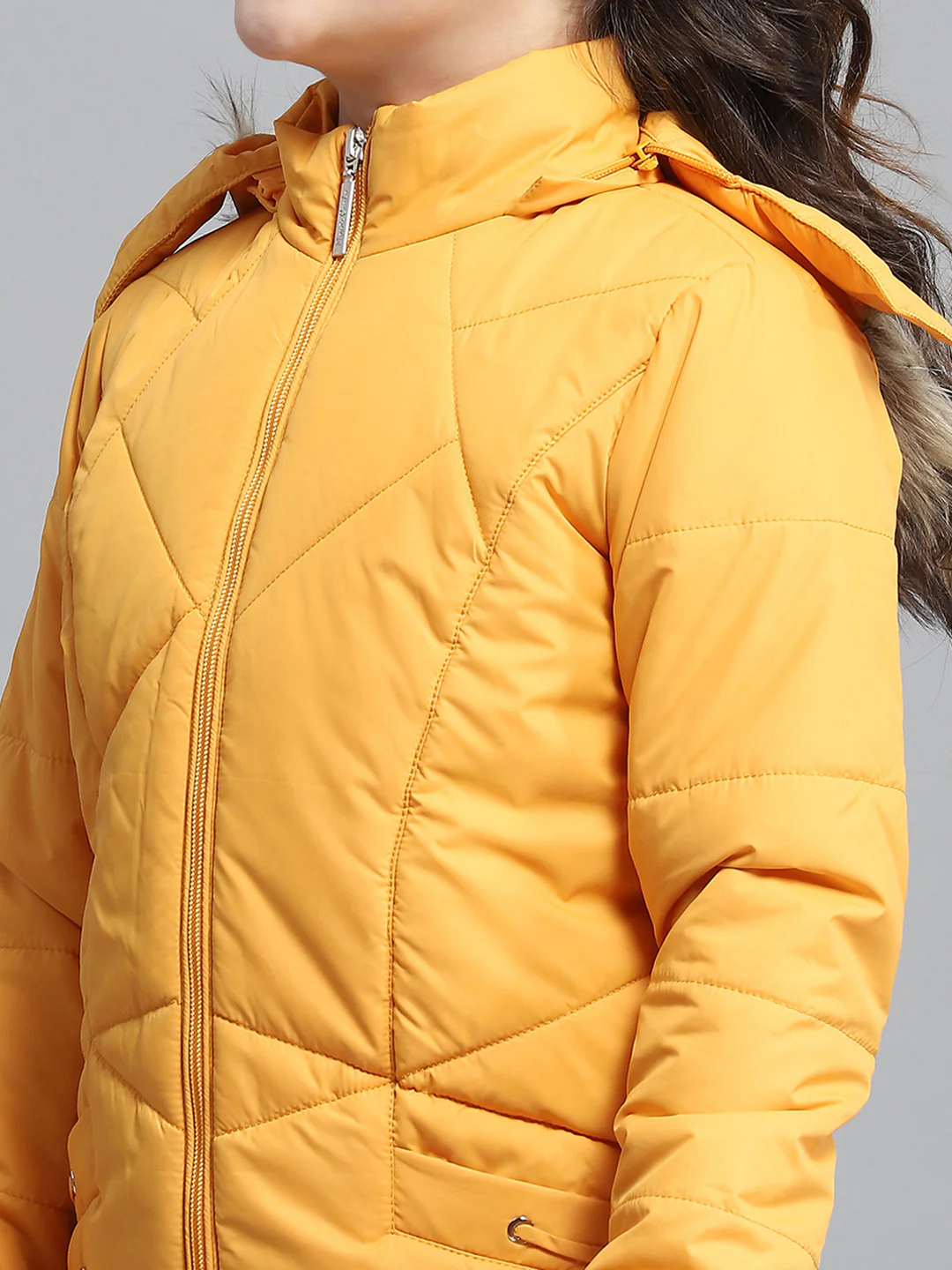 Girls Yellow Solid Hooded Full Sleeve Jacket - Image 8