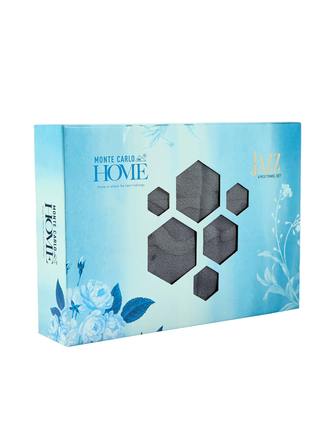 Grey 100% Cotton Solid 380 GSM Bath Towel Jazz 4 Pc Set Gifting Box Pack - Image 12