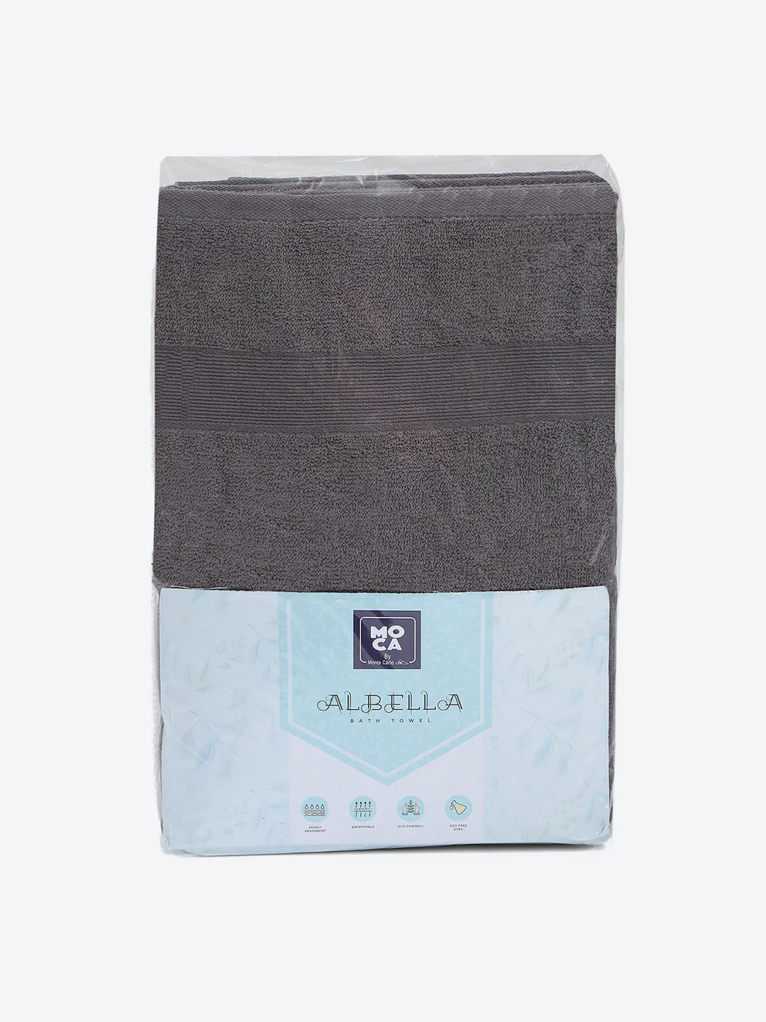 Grey Cotton Solid 380 GSM Bath Towel 2Pc Set (Albella) - Image 5