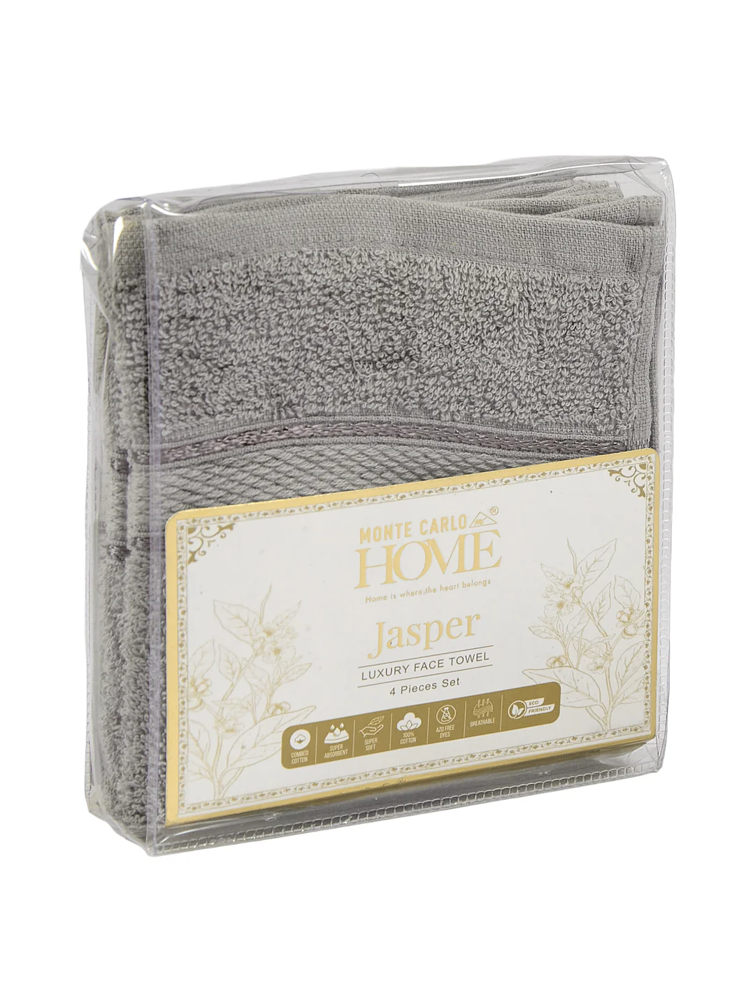 Grey Pure Cotton Solid 400 GSM Face Towel 4 Pc Set (Jasper Collection) - Image 8