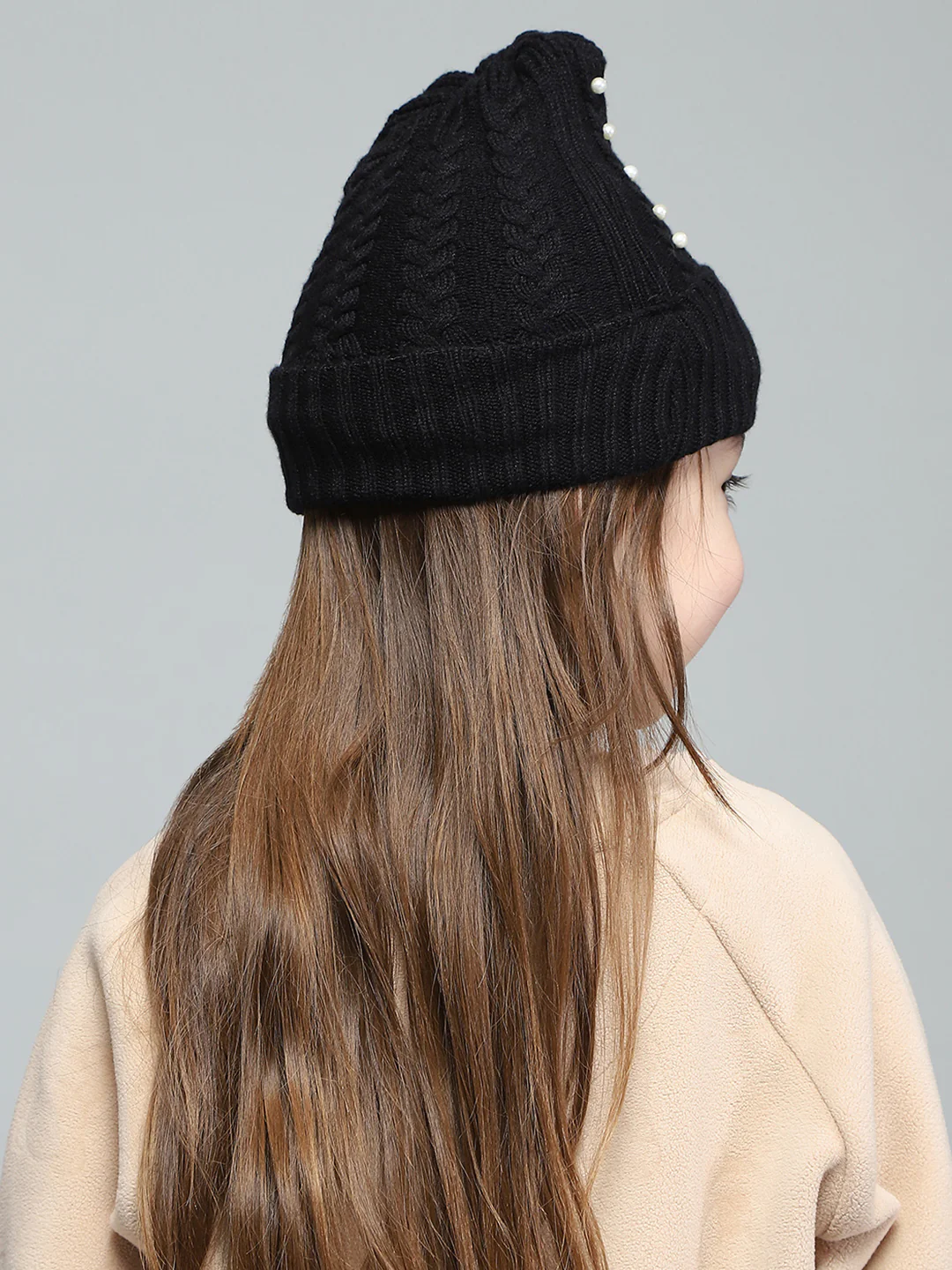 Kids Black Self Design Cap - Image 5