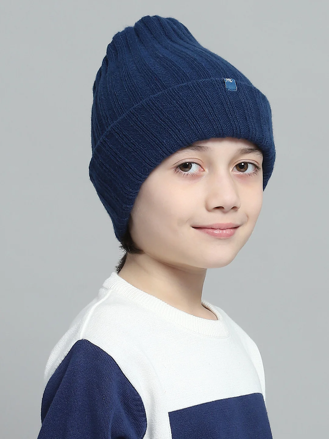 Kids Blue Self Design Cap - Image 4