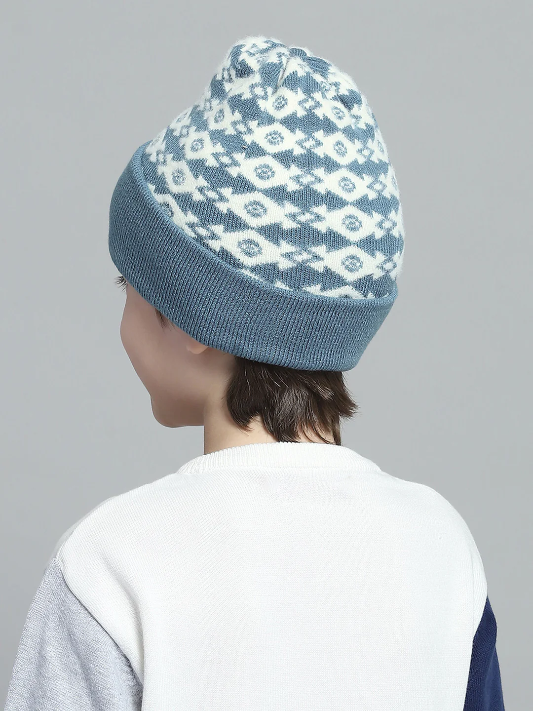 Kids Blue Self Design Cap - Image 5