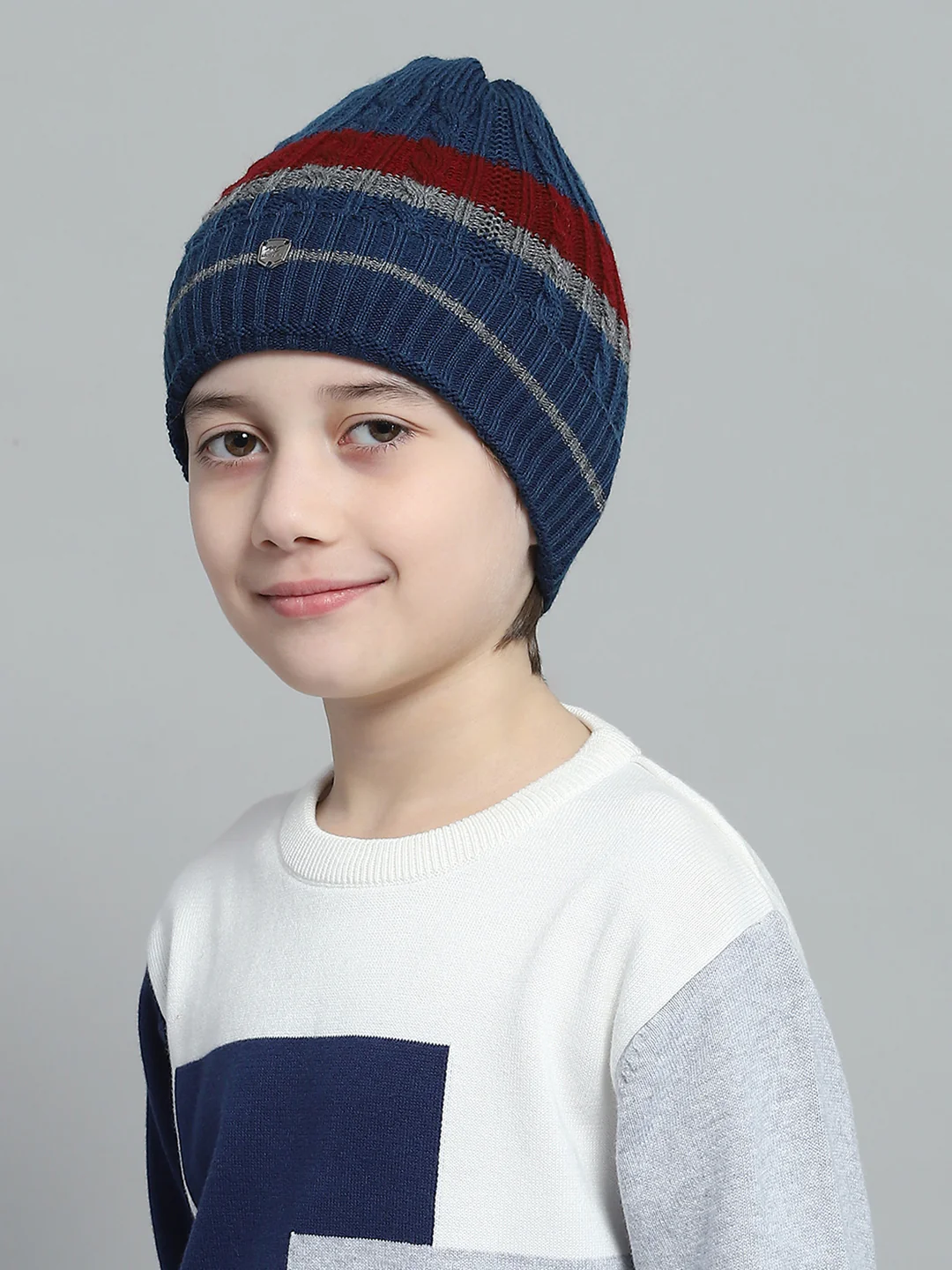 Kids Blue Self Design Cap - Image 3