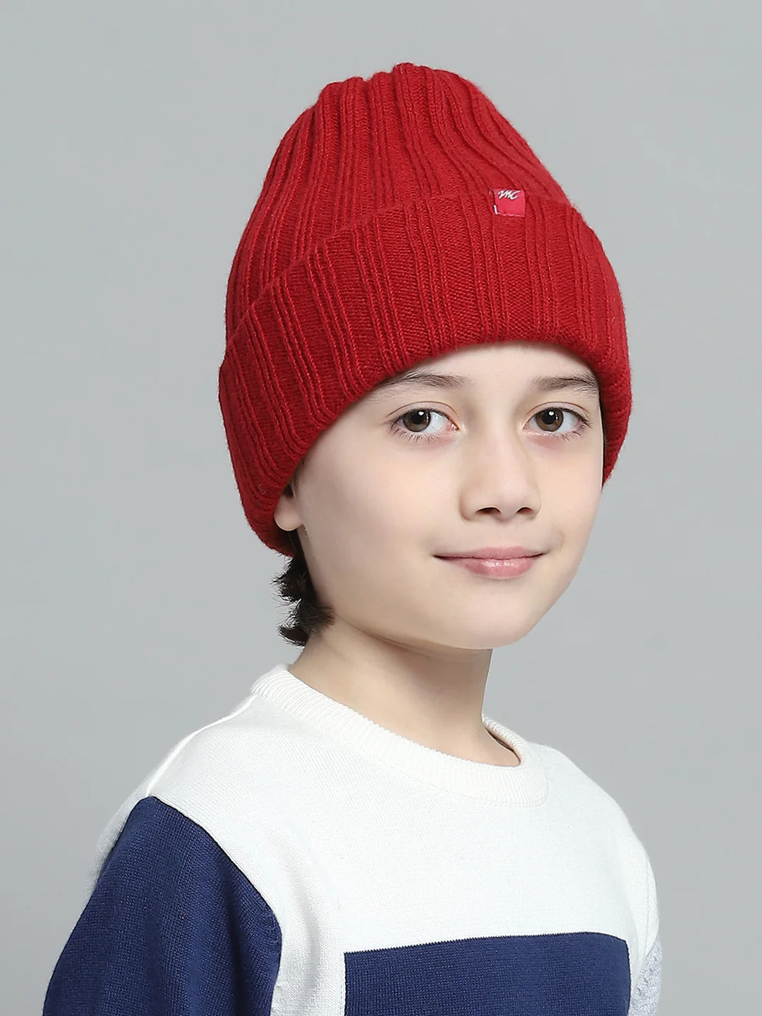 Kids Maroon Self Design Cap - Image 4