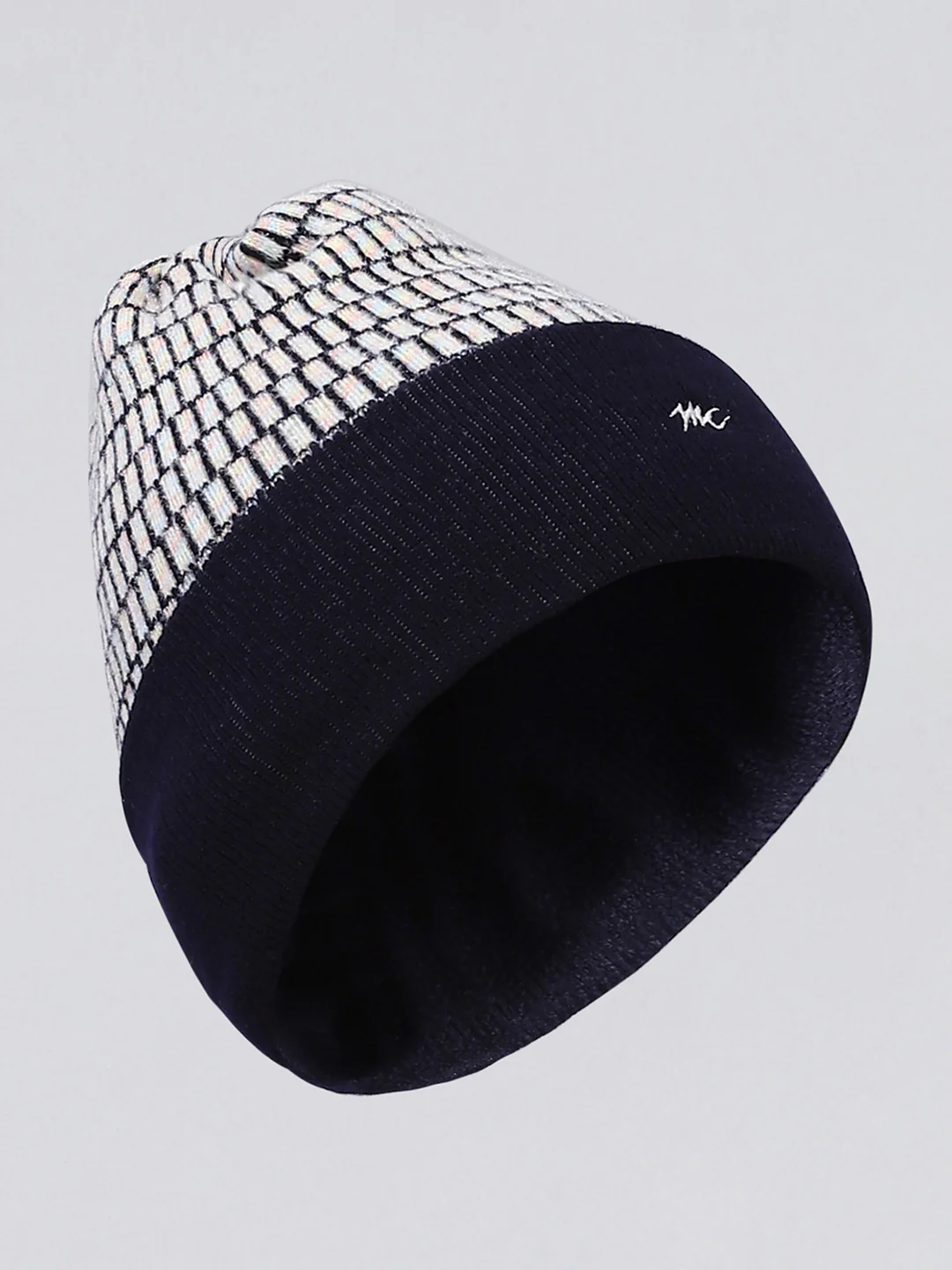 Kids Navy Blue Self Design Cap - Image 2