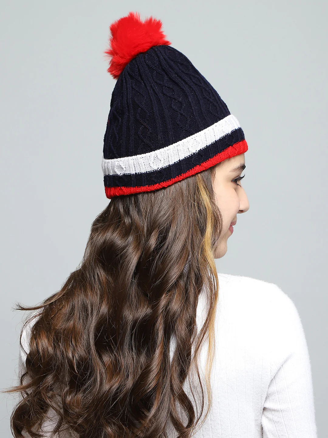 Kids Navy Blue Self Design Cap - Image 5