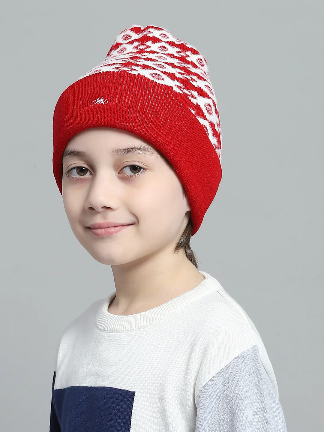 Kids Red Self Design Cap - Image 3