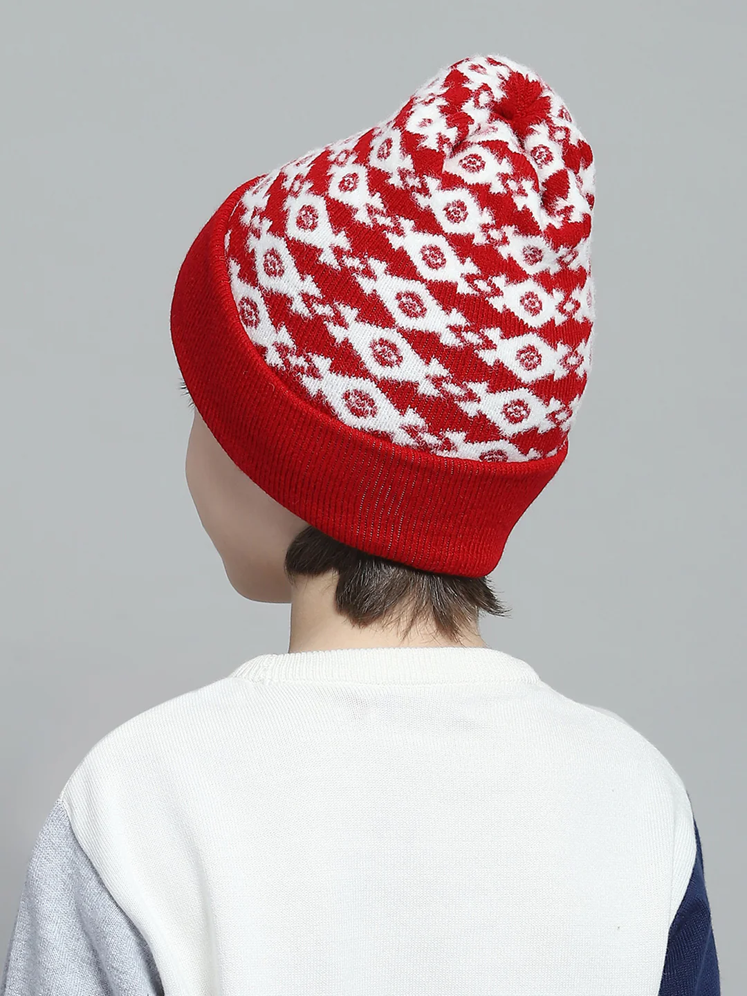 Kids Red Self Design Cap - Image 5