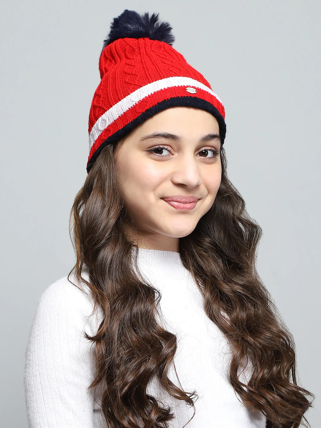 Kids Red Self Design Cap - Image 4