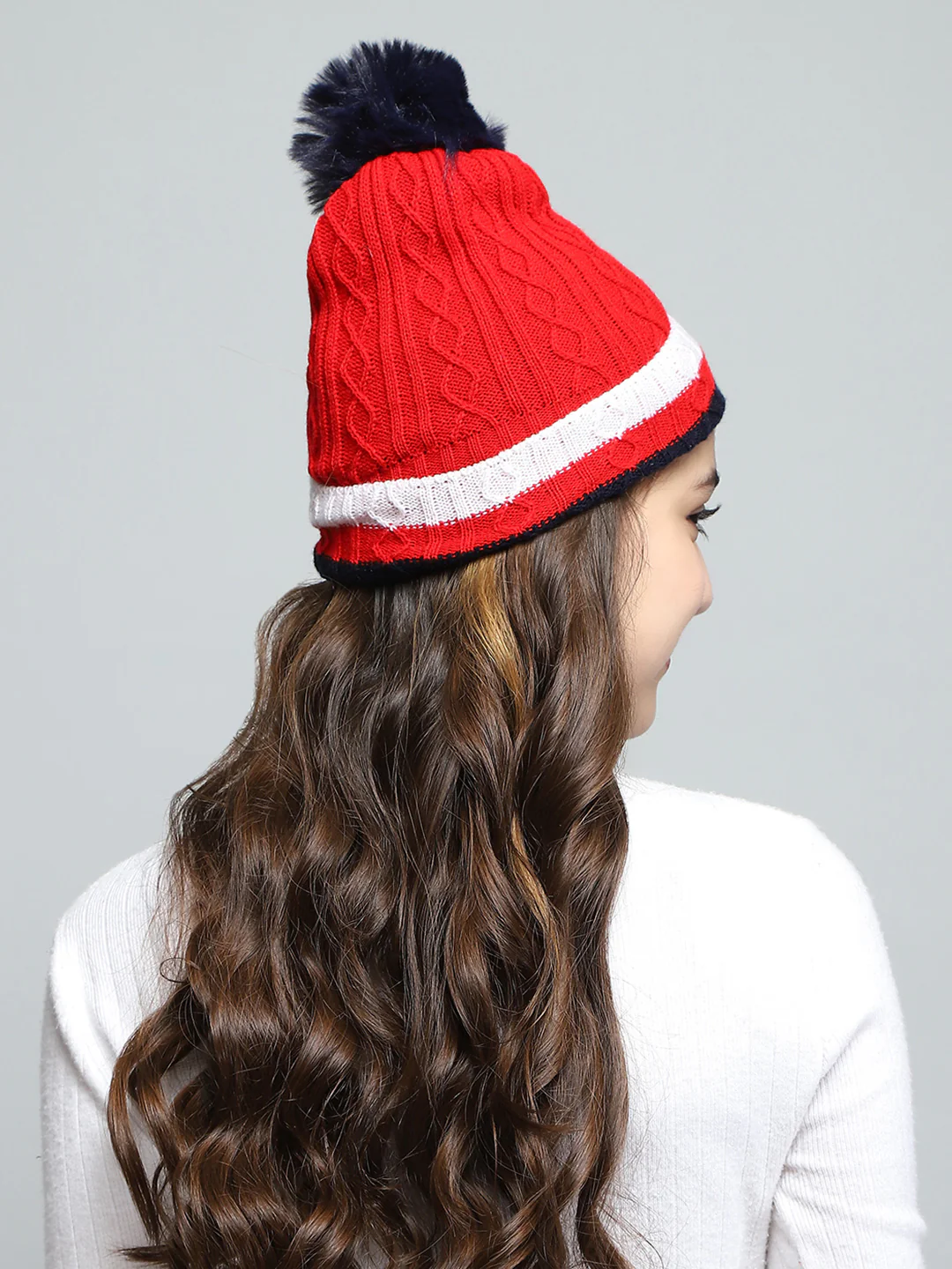Kids Red Self Design Cap - Image 5