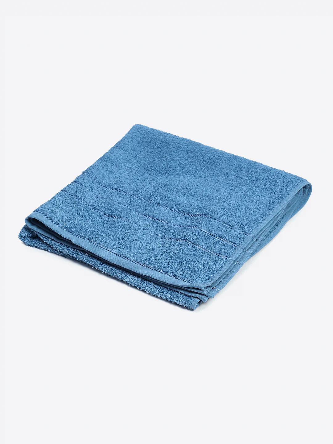 Light Blue Cotton Solid 350 GSM Bath Towel (Soho) - Image 2