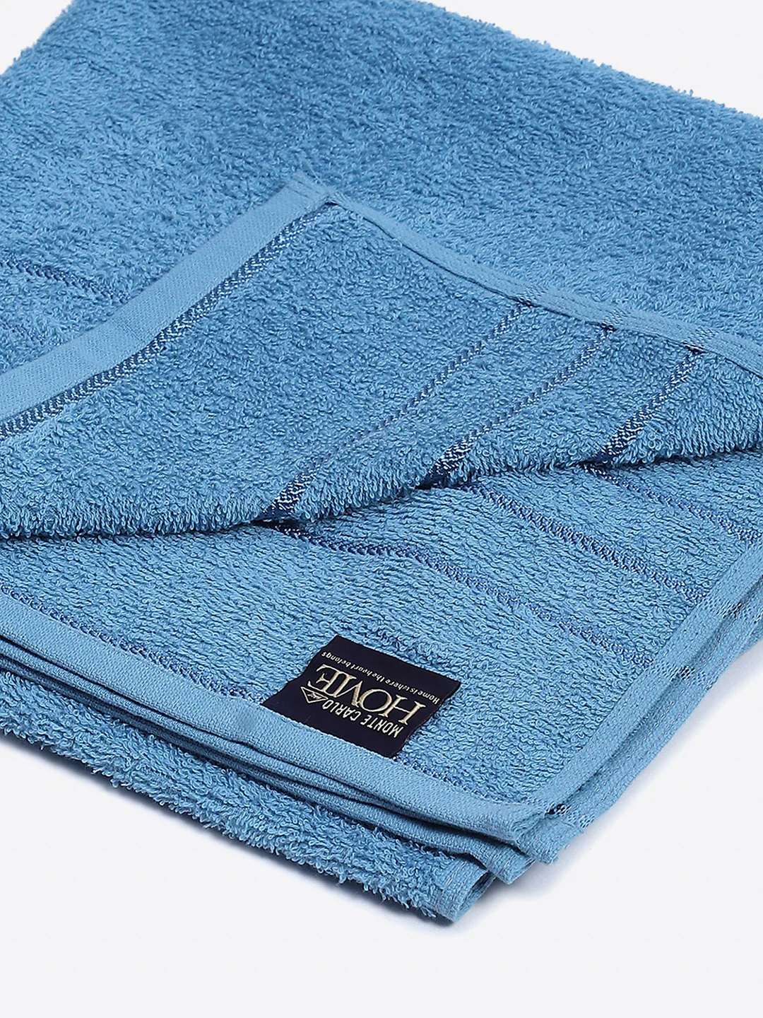Light Blue Cotton Solid 350 GSM Bath Towel (Soho) - Image 3