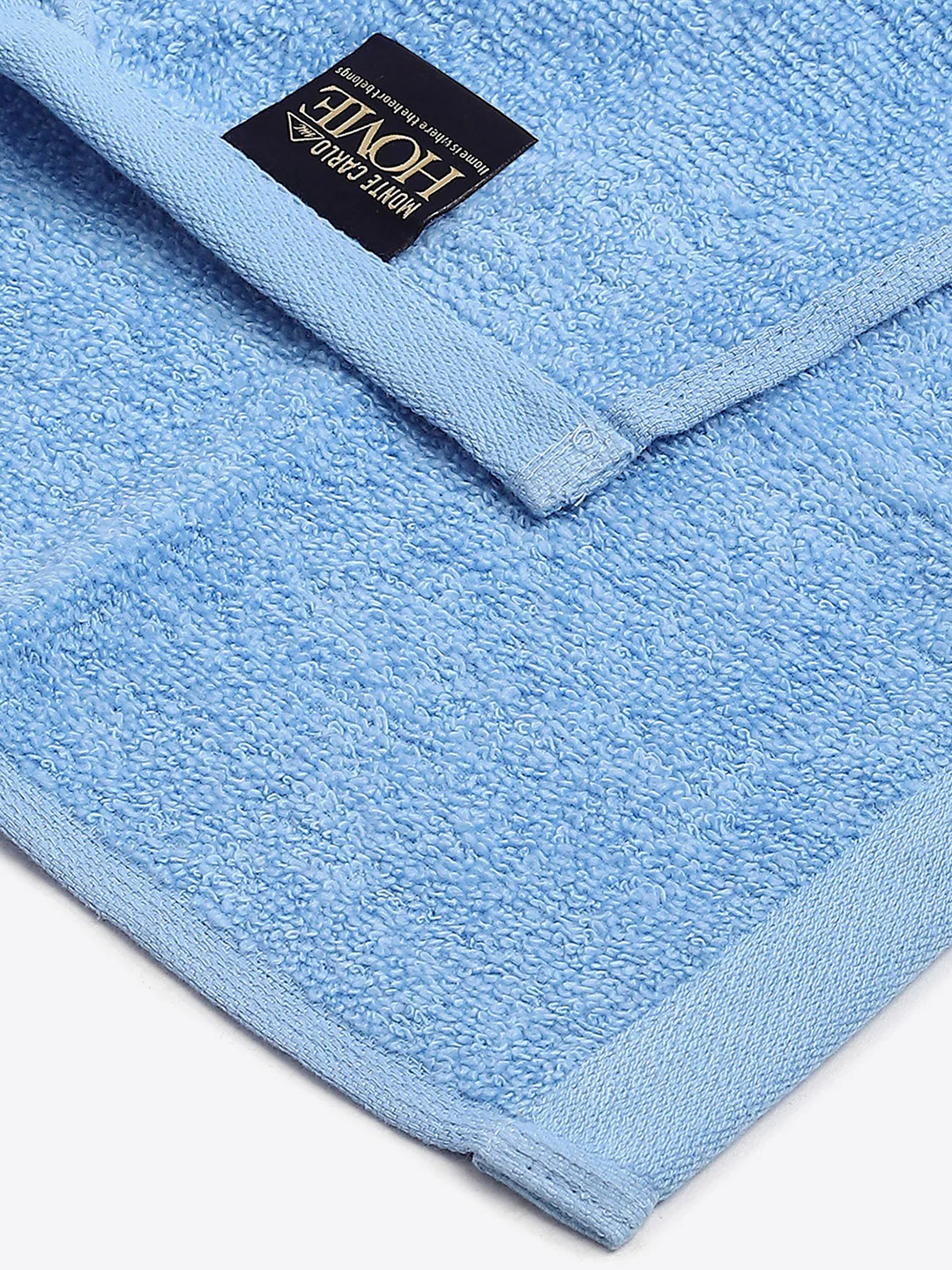 Light Blue Cotton Solid 600 GSM Face Towel (Pack of 4) - Image 3