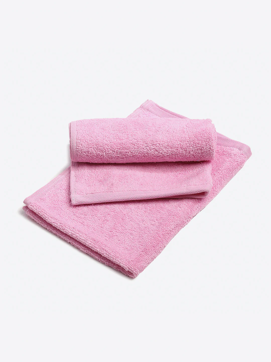 Light Pink Cotton Solid 350 GSM Hand Towel (Pack of 2) - Image 2