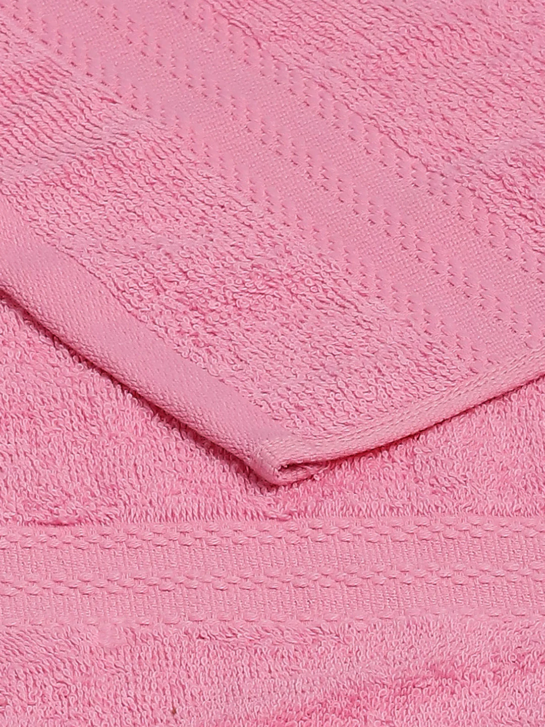 Light Pink Cotton Solid 380 GSM 2 Bath Towel & 2 Hand Towel - Image 4