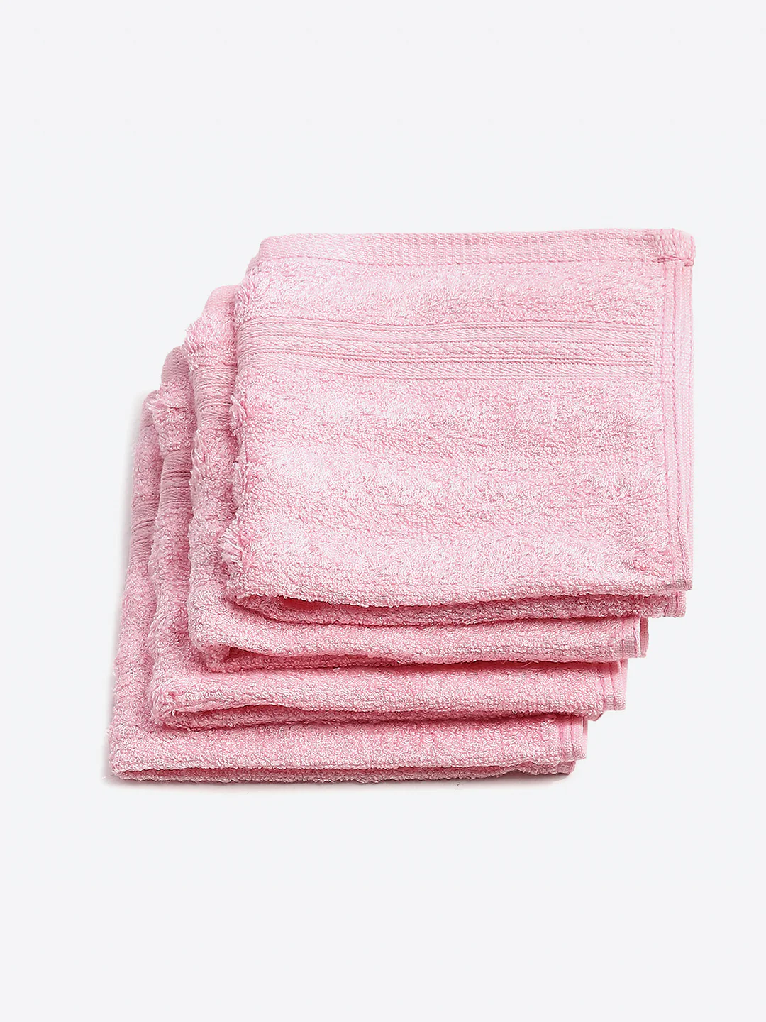 Light Pink Cotton Solid 600 GSM Face Towel (Pack of 4) - Image 2