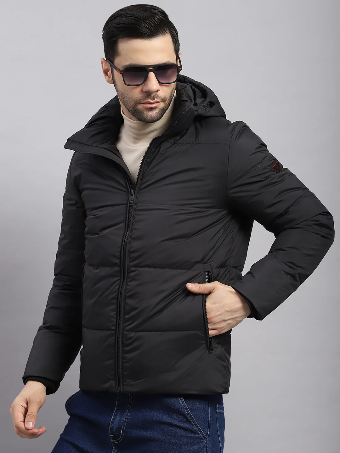 Luxuria Men Black Compressible Duck Down Hooded Jacket - Image 6