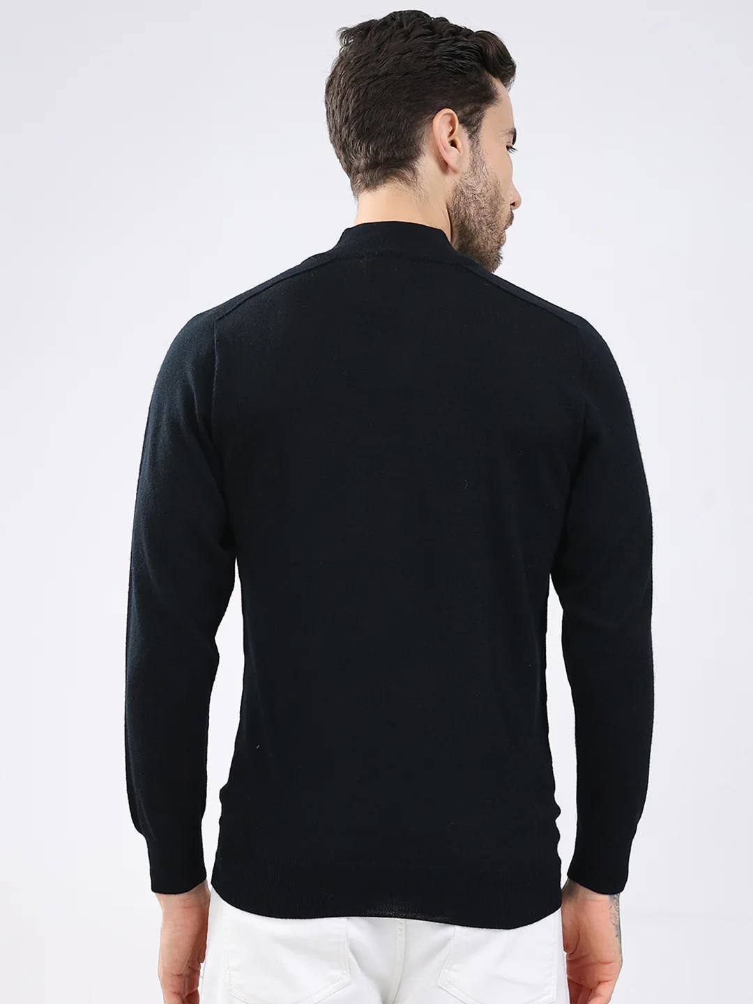 Luxuria Men Black Solid High Neck Full Sleeve Pullover - Image 5