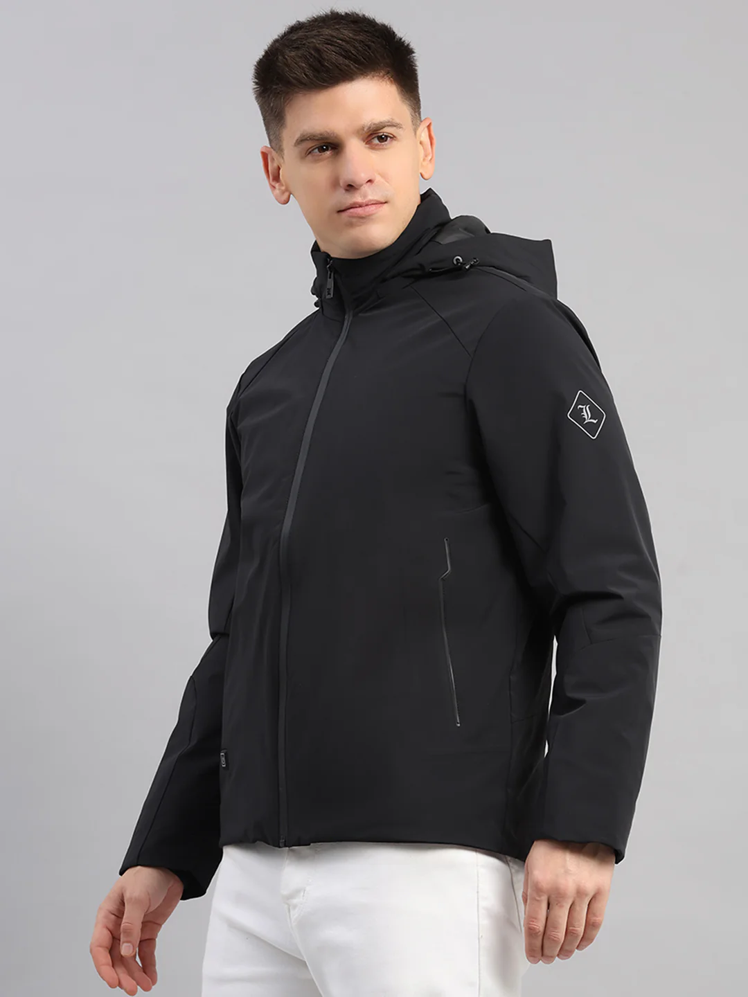 Luxuria Men Black Solid Hooded Full Sleeve Jacket - Image 3