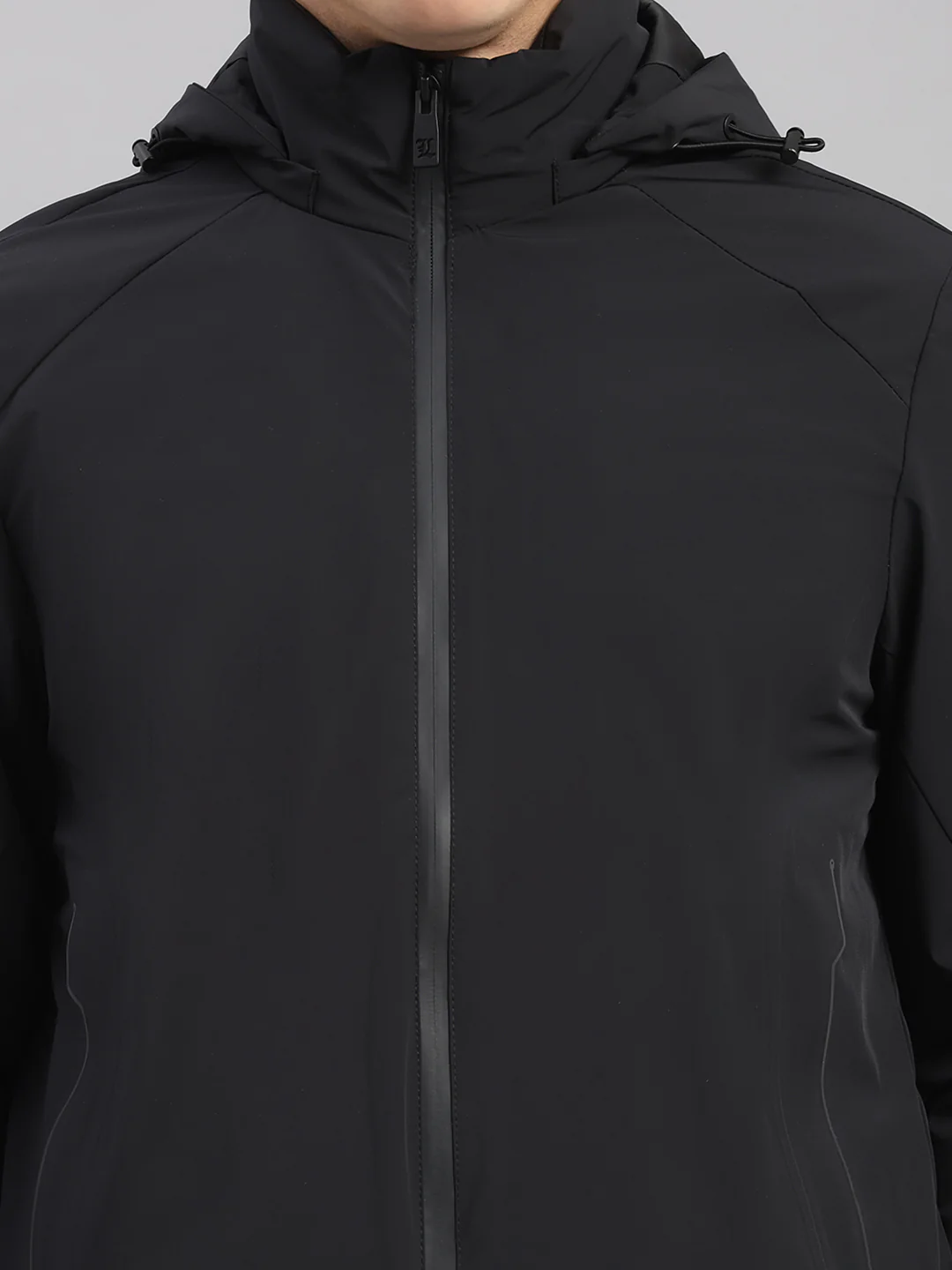 Luxuria Men Black Solid Hooded Full Sleeve Jacket - Image 7