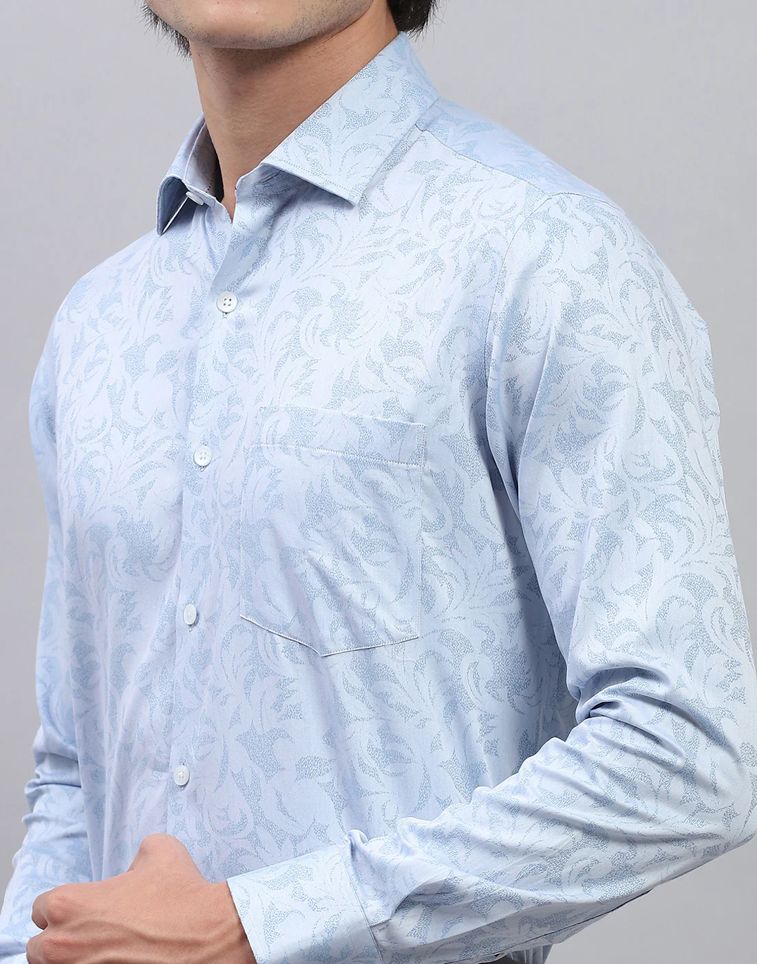 Luxuria Men Blue Floral Print Collar Full Sleeve Shirt - Image 6
